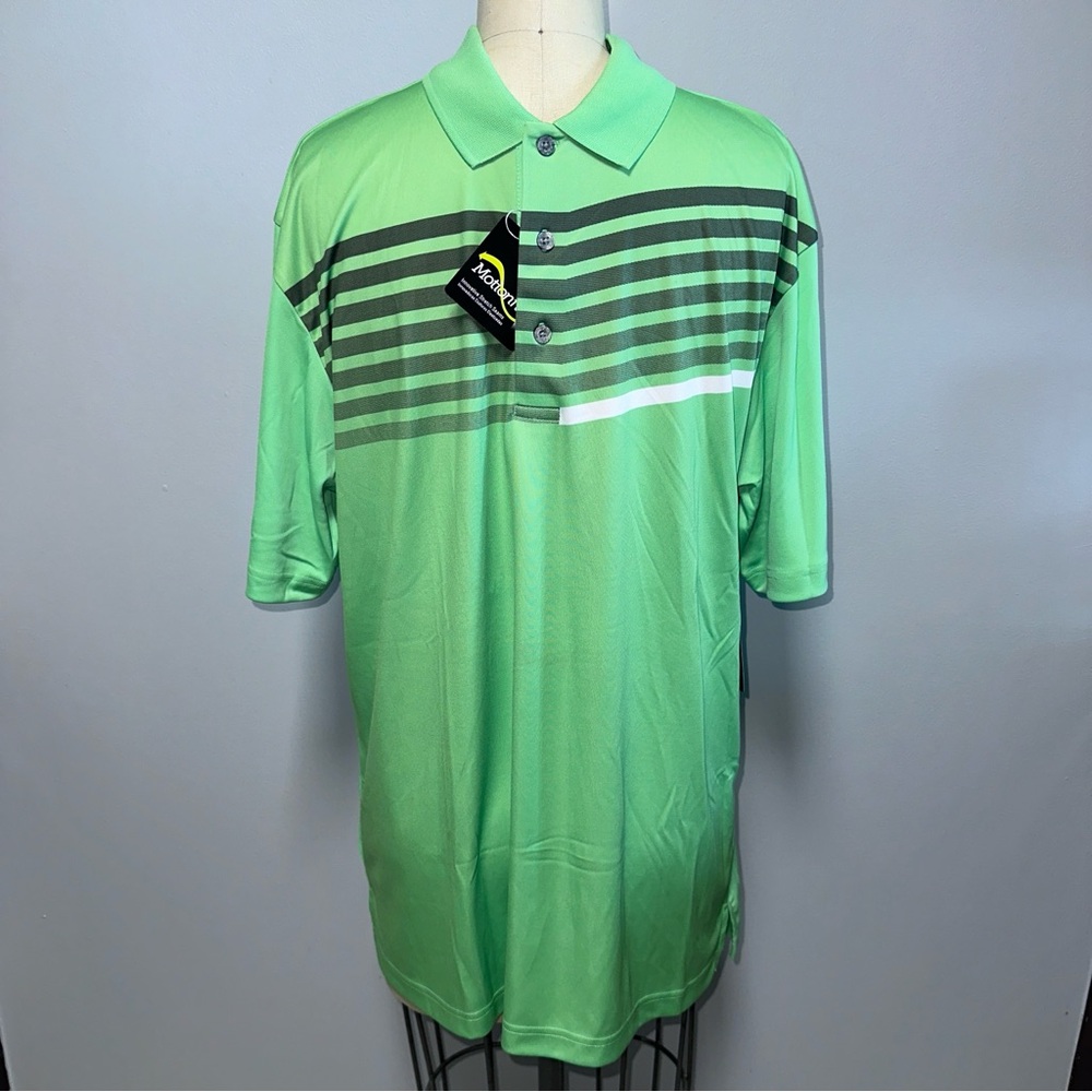 *NWT* Men's PGA Tour Lime Green Golf Polo with Chest Print, Size M